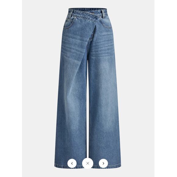 Commense Denim - Commense Asymmetric Mid-Waist Wide-Leg Jeans Sz L